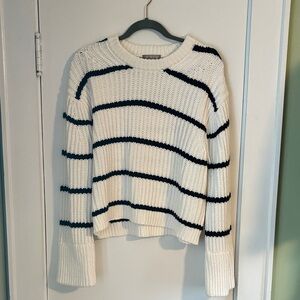 NWOT J. Crew White and Black Striped Cotton Sweater